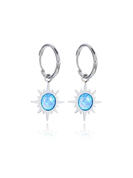 Troli Orecchini in acciaio con opali sintetici blu 2in1 donna