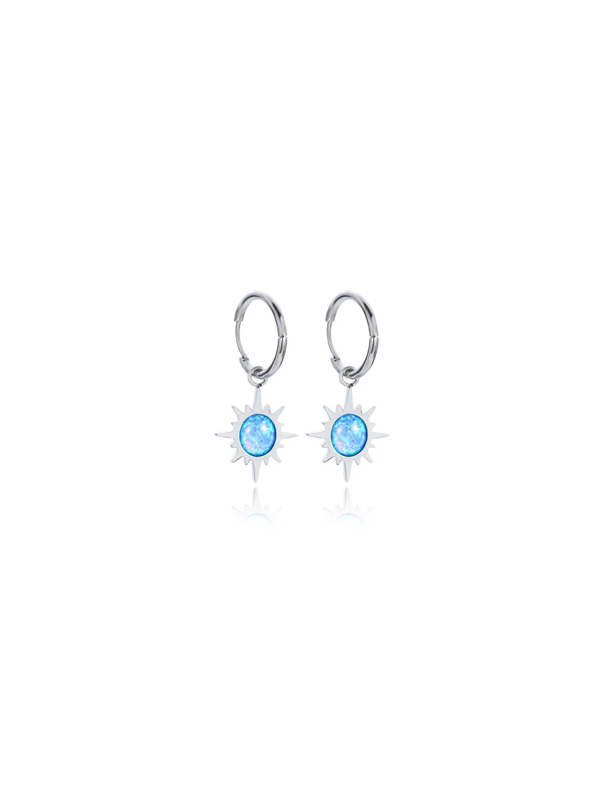 Troli Orecchini in acciaio con opali sintetici blu 2in1 donna