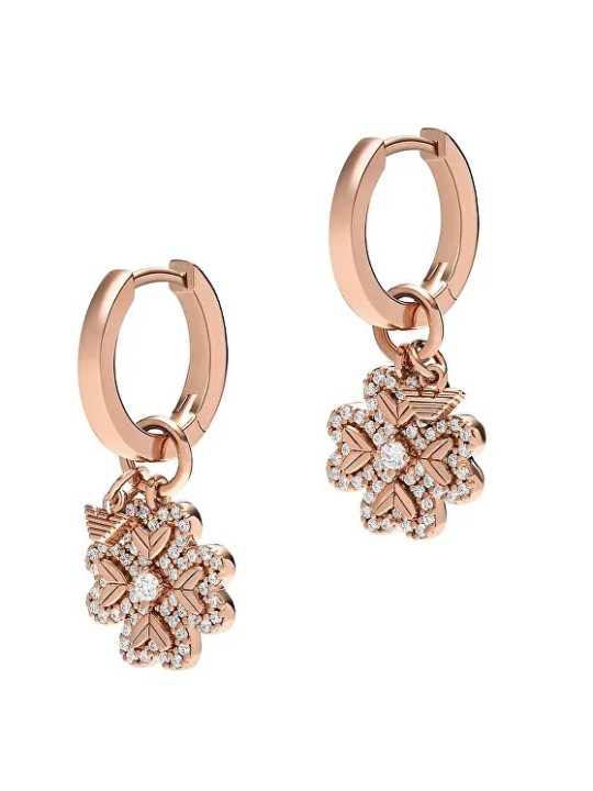Emporio Armani Orecchini 2 in 1 placcati oro Quadrifoglio con zirconi EG3610221 donna
