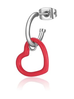 S'Agapõ Orecchino singolo in acciaio con cuore rosso 2in1 Vibes SVB29 donna
