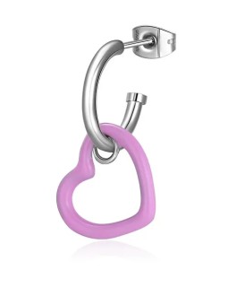 S'Agapõ Orecchino singolo in acciaio con cuore rosa 2in1 Vibes SVB30 donna