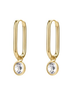 Brosway Orecchini ovali 2 in 1 placcati oro con cristallo Symphonia BYM194 donna