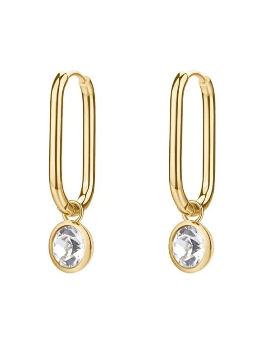 Brosway Orecchini ovali 2 in 1 placcati oro con cristallo Symphonia BYM194 donna