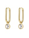 Brosway Orecchini ovali 2 in 1 placcati oro con cristallo Symphonia BYM194 donna