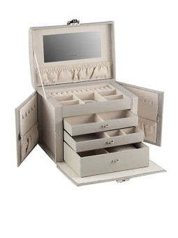 Friedrich Lederwaren Moderno portagioie grigio con motivo coccodrillo Caiman 20136-9 donna