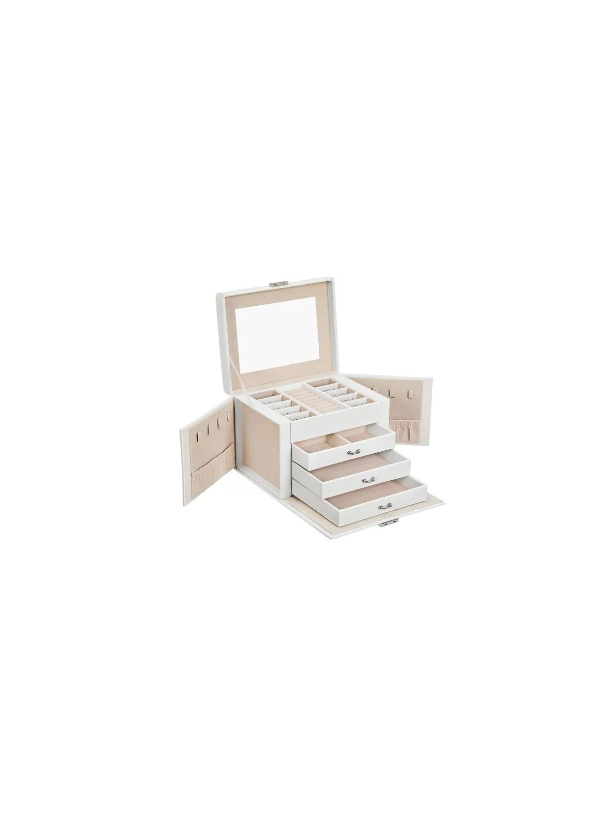 Troli Elegante portagioie bianco con specchio donna