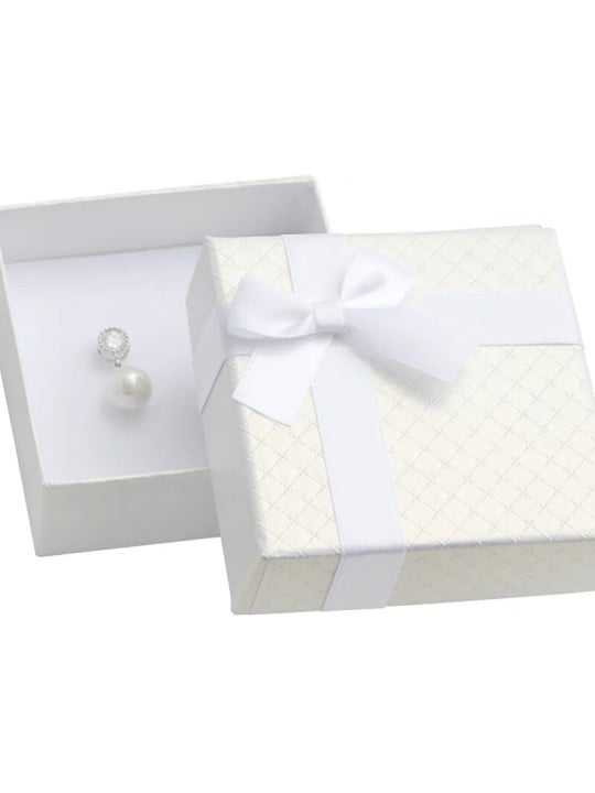 JK Box Scatola regalo bianca per set di gioielli con nastro AT-5 / A1 donna