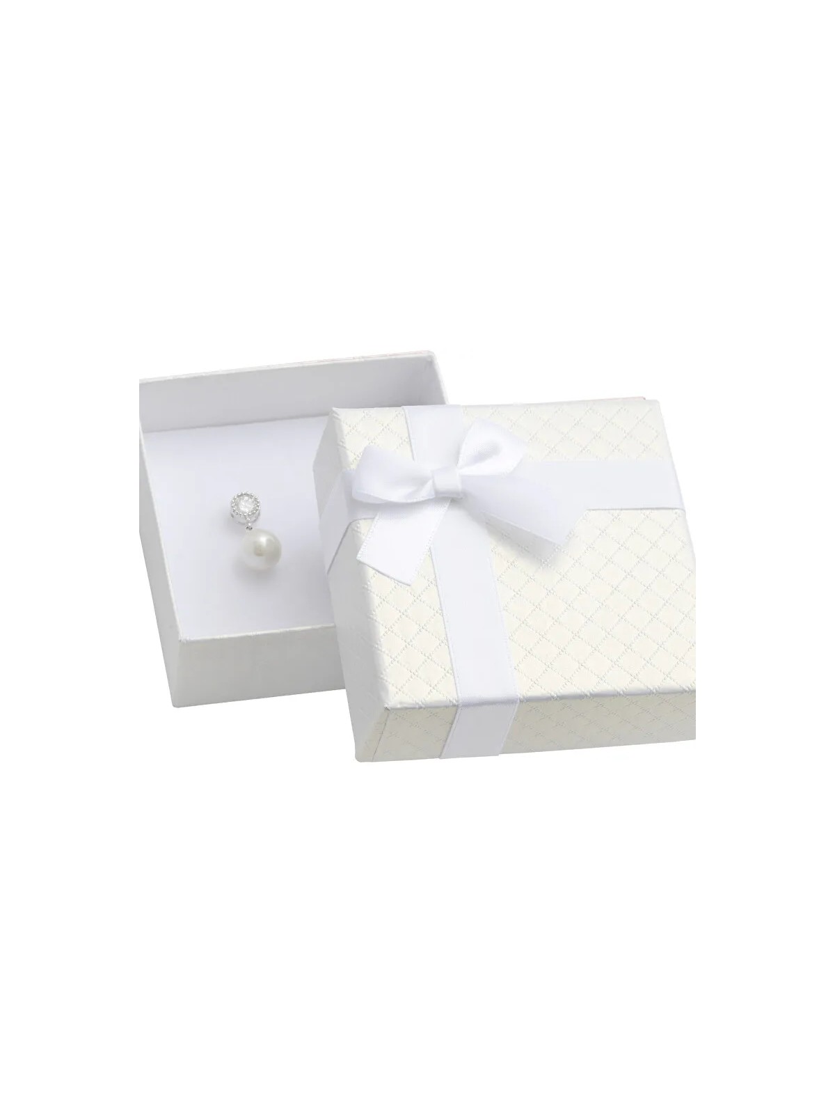 JK Box Scatola regalo bianca per set di gioielli con nastro AT-5 / A1 donna