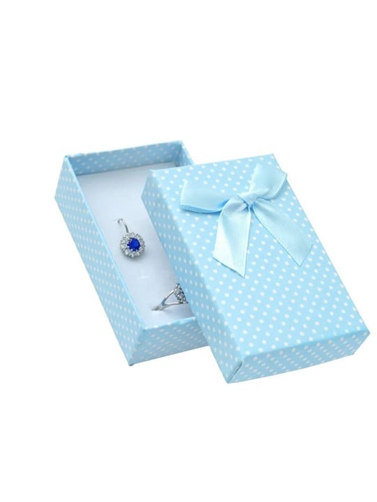 JK Box Scatola azzurra con pois per set di gioielli KK-6/A15 donna