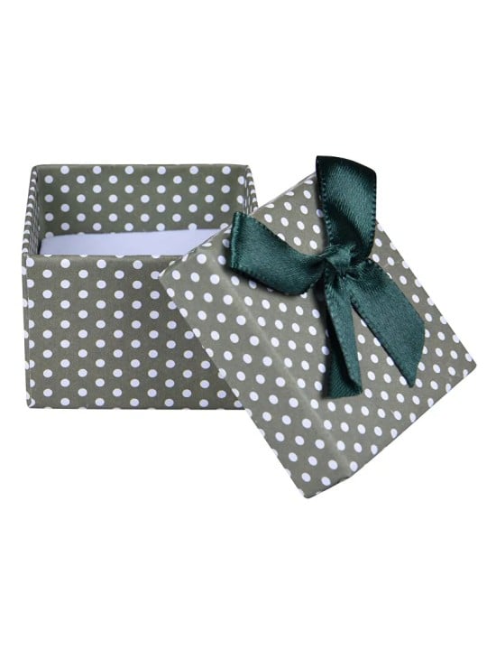 JK Box Scatola e pois verdi per orecchini o anello KK-3 / A19 unisex