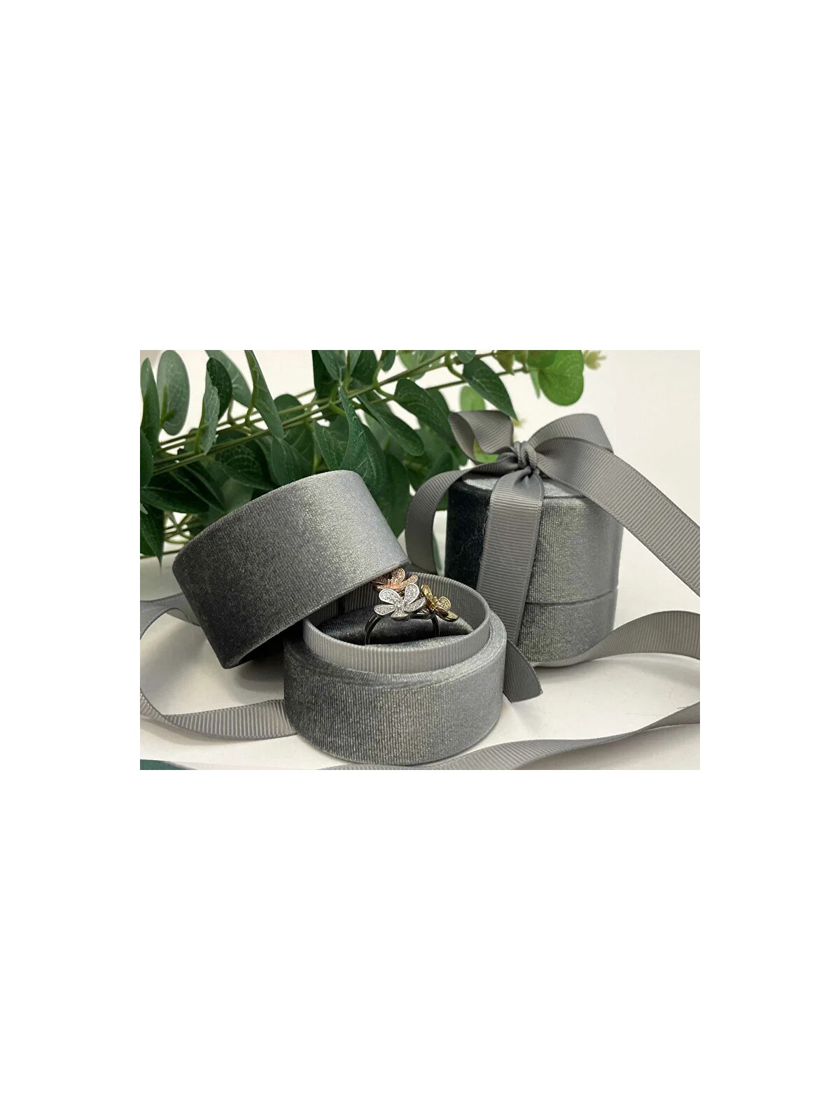 JK Box LTR-3/P/A3 Scatola regalo con anello a nastro grigio unisex
