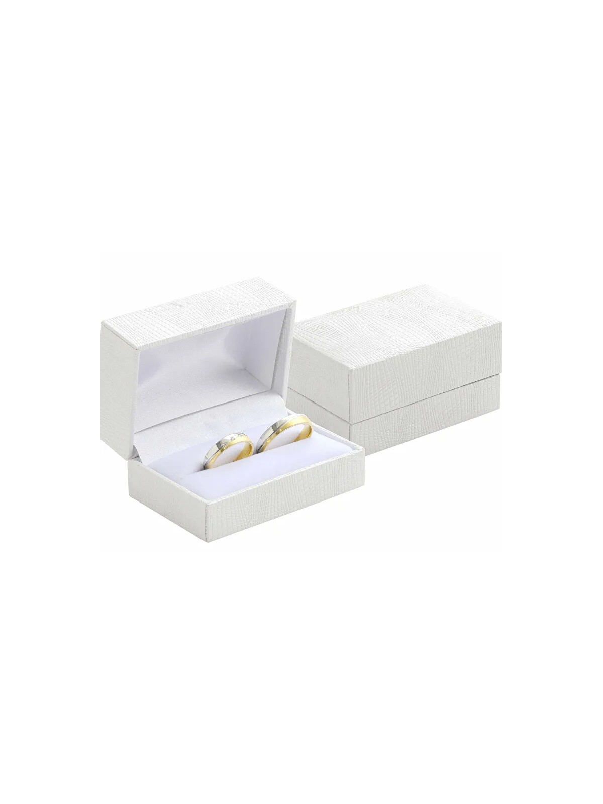 JK Box Scatola in similpelle bianca per fedi nuziali GZ-7/A1 unisex