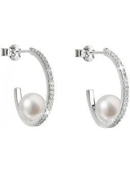 Evolution Group Orecchini a cerchio in argento con perle Pavona autentiche 21019.1M donna