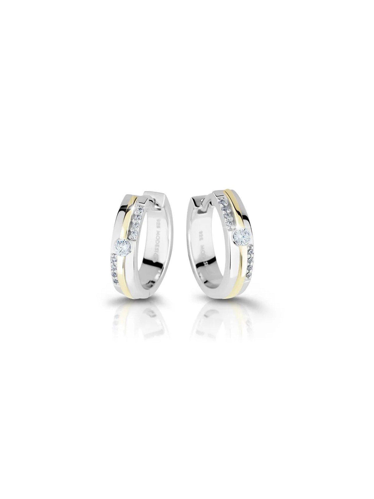Modesi Orecchini in argento bicolore con zirconi M26024 donna