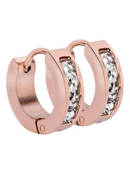 Troli Orecchini in acciaio placcato oro rosa con cristilla donna