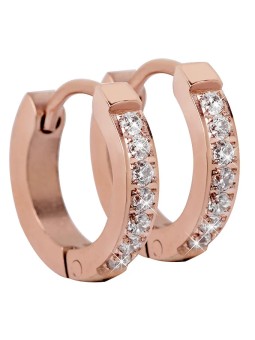 Troli Orecchini in acciaio placcato oro rosa con cristilla donna