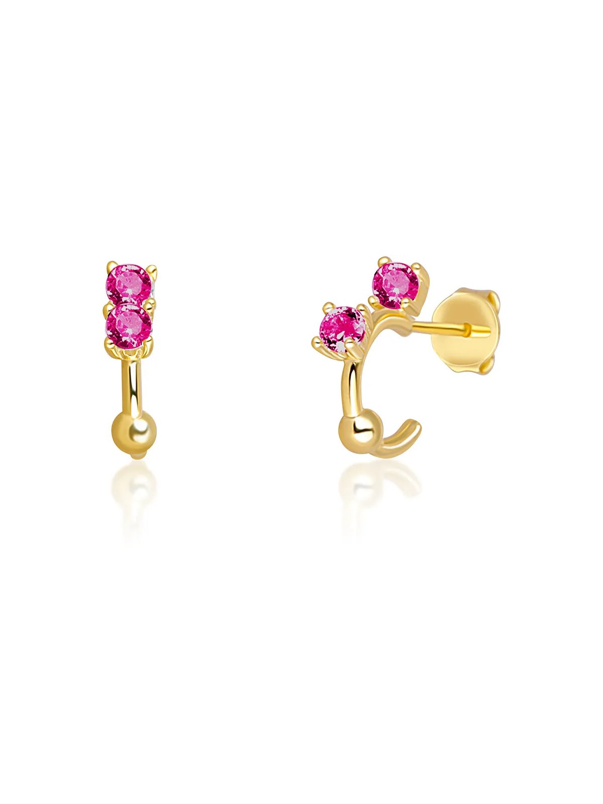 JV OrecchiniD placcati oro con anelli in argento con zirconi fucsia SVLE0701XH2GR00 donna