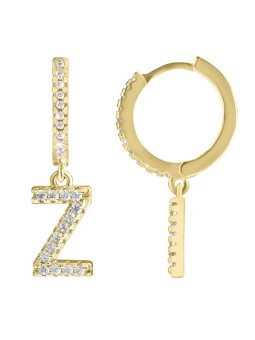 Troli Orecchini singoli rotondi placcati oro "Z" con zirconi donna