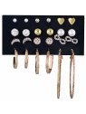 Troli Set di orecchini e anelli rotondi placcati in oro con zirconi oro/oro rosa (12 paia) donna