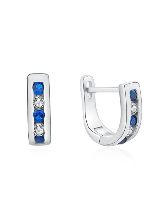 MOISS Eleganti orecchini in argento con zirconi trasparenti e blu E0000207 donna