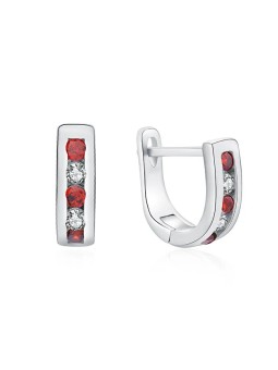 MOISS Eleganti orecchini in argento con zirconi trasparenti e rossi E0000177 donna