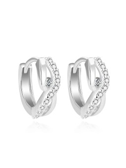 Beneto Orecchini rotondi lucidi in argento con zirconi AGUC2126L donna