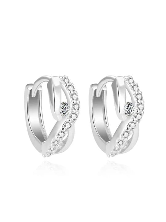 Beneto Orecchini rotondi lucidi in argento con zirconi AGUC2126L donna