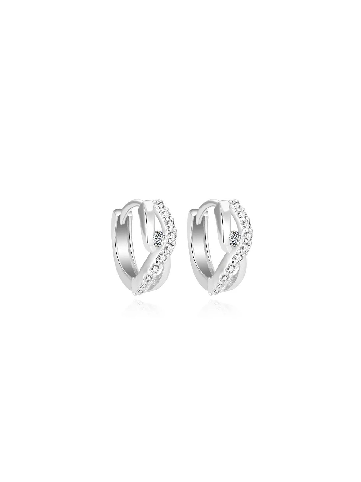 Beneto Orecchini rotondi lucidi in argento con zirconi AGUC2126L donna