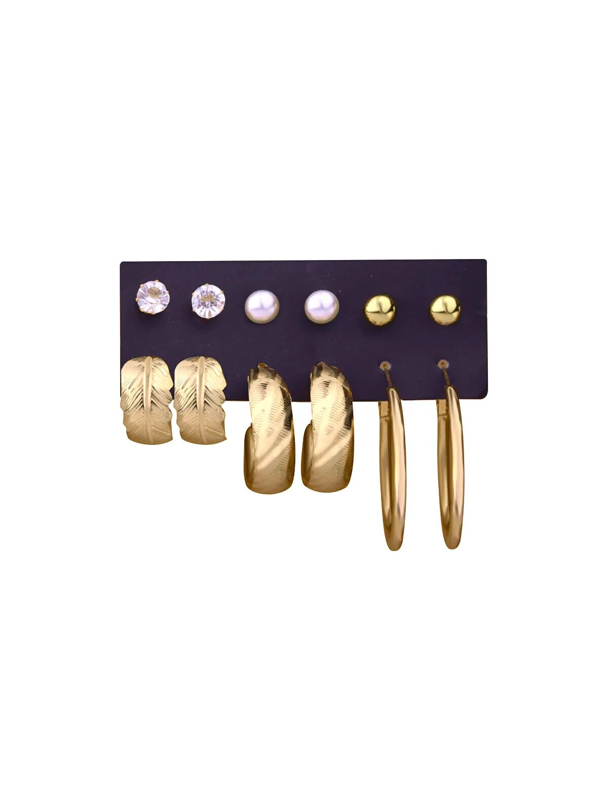 Troli Elegante set di orecchini rotondi e borchie placcati in oro (6 paia) da donna