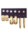 Troli Elegante set di orecchini rotondi e borchie placcati in oro (6 paia) da donna