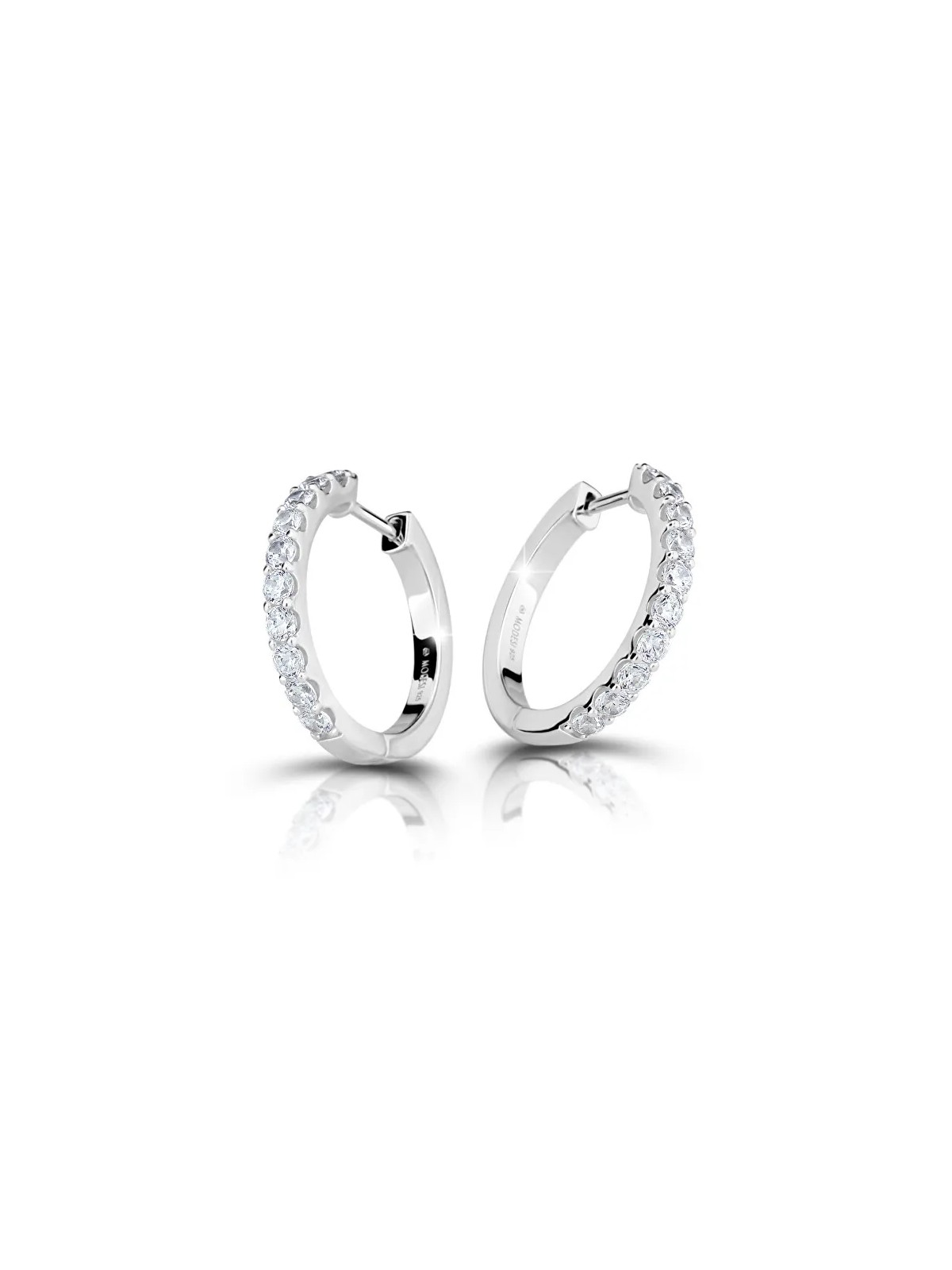 Modesi Orecchini rotondi in argento scintillante con zirconi M23081 donna