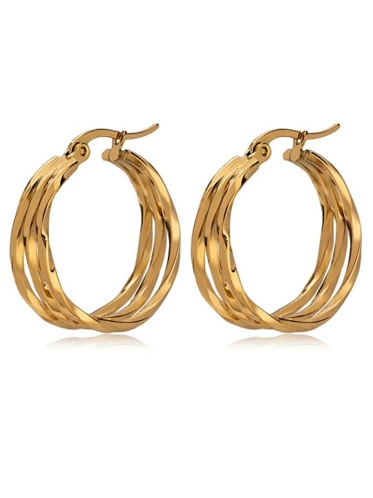 Troli Orecchini e cerchio placcati oro senza tempo sTO3697 donna
