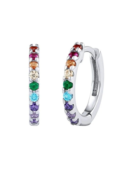 Silvego Orecchini a cerchio Daymen in argento con zirconi brillanti DCC20480EC donna