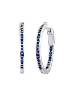 Silvego Orecchini a cerchio in argento MILLA da 22 mm con zaffiro blu JJJE0106ESPB donna