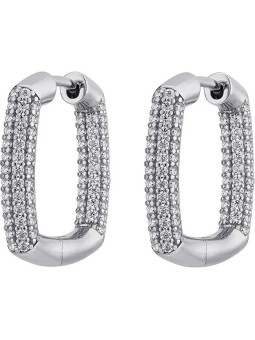 Rosato Orecchini in argento lucido con zirconi trasparenti Bianca RZBI2 - Lunghezza: 3 cm donna