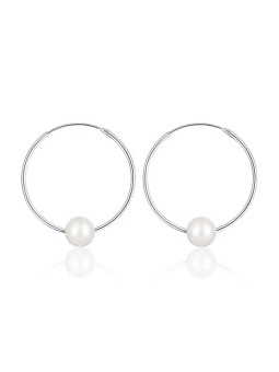 JwL Luxury Pearls Orecchini a cerchio in argento con vere perle bianche JL0633 donna