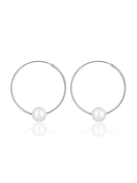 JwL Luxury Pearls Orecchini a cerchio in argento con vere perle bianche JL0633 donna