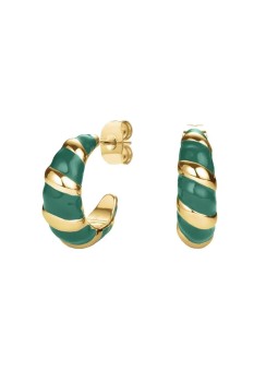 Orecchini a cerchio placcati in oro abbinati Rosefield con smeraldo JEECG-J717 Donna
