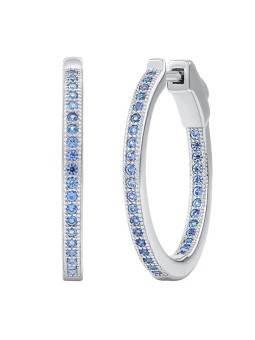 Silvego Orecchini a cerchio in argento MILLA da 22 mm con zaffiro blu JJJE0106ELB donna
