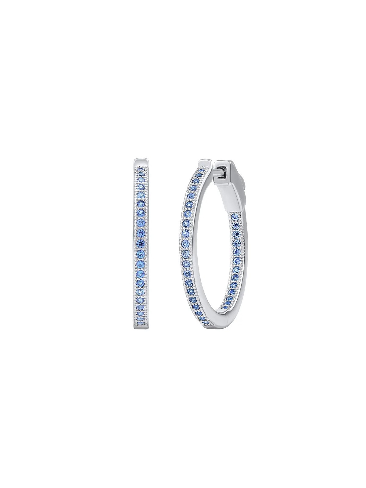 Silvego Orecchini a cerchio in argento MILLA da 22 mm con zaffiro blu JJJE0106ELB donna