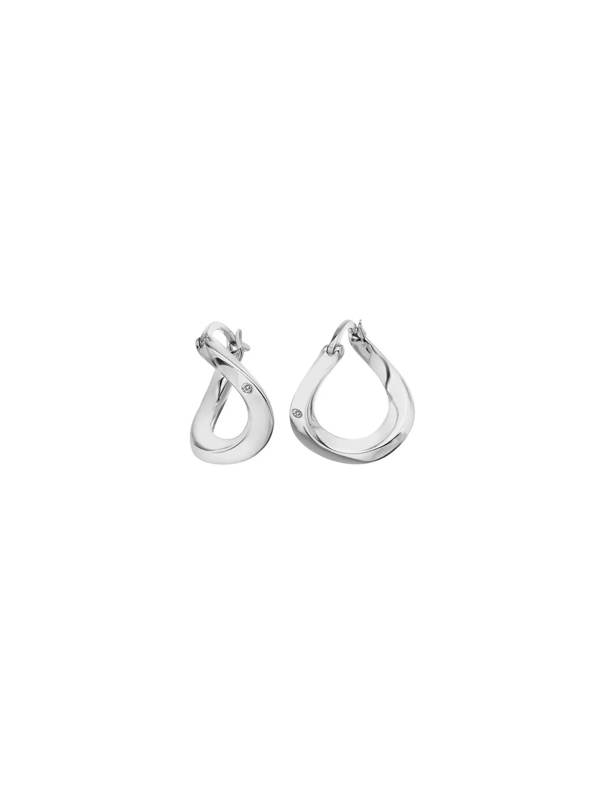 Hot Diamonds Orecchini originali in argento con diamanti Huggies DE792 donna