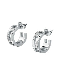 Trussardi Eleganti orecchini in acciaio con zirconi T-Logo TJAXC70 donna