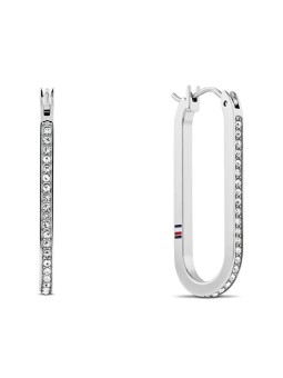 Tommy Hilfiger Orecchini ovali in acciaio con cristalli Dog Tag 2780865 donna