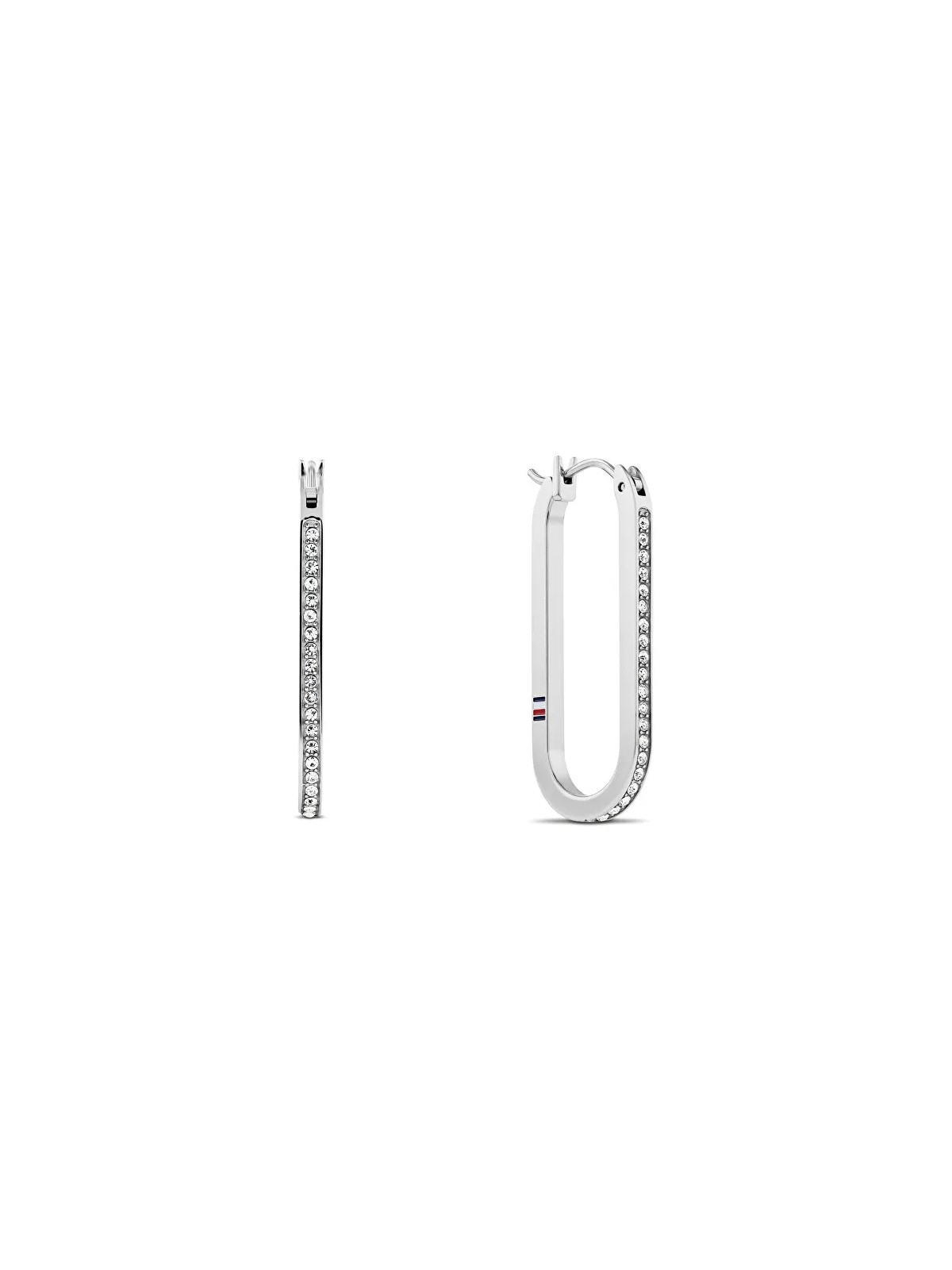 Tommy Hilfiger Orecchini ovali in acciaio con cristalli Dog Tag 2780865 donna