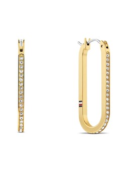 Tommy Hilfiger Orecchini ovali placcati oro con cristilla Dog Tag 2780866 donna