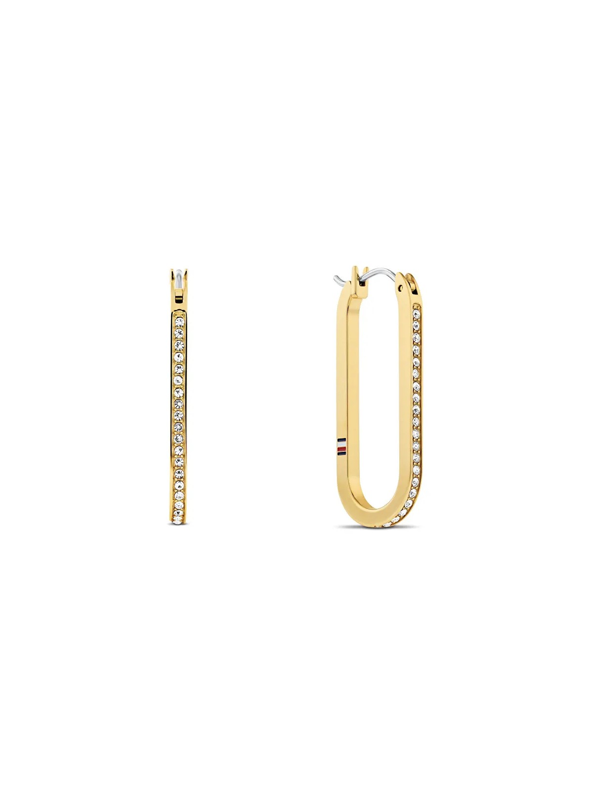 Tommy Hilfiger Orecchini ovali placcati oro con cristilla Dog Tag 2780866 donna