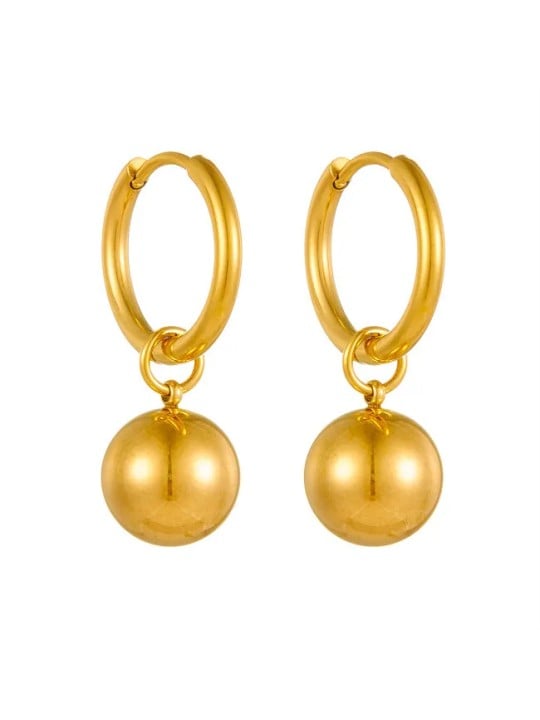 Troli Eleganti orecchini placcati in oro con palline da donna