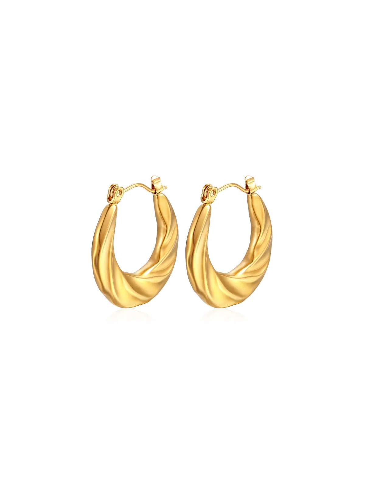 Troli Deliziosi orecchini placcati in oro con design ondulato da donna