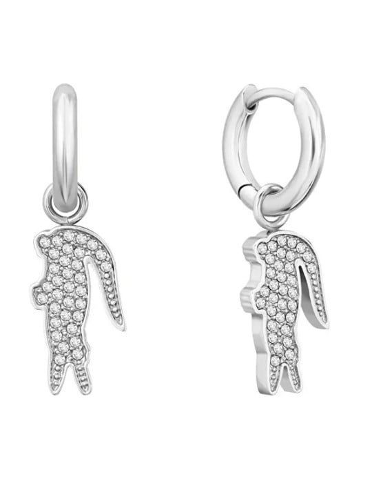 Lacoste Orecchini a cerchio in acciaio 2 in 1 Coccodrillo 2040283 donna