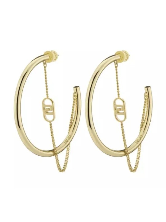 Liu Jo Orecchini a cerchio placcati oro con catena LJ2774 donna